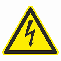 Знак безопасности W08 Опасность поражения электрическим током (T150, ПВХ 3 мм)