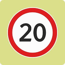 Дорожный знак с флуоресцентной окантовкой 3.24 Ограничение максимальной скорости 20