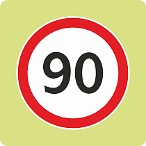 Дорожный знак с флуоресцентной окантовкой 3.24 Ограничение максимальной скорости 90