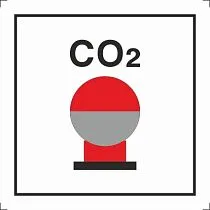Знак ИМО Стационарный сосуд системы пожаротушения углекислотой, размещенный в защищаемой зоне (CO2 bottles in protected area)