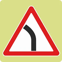 Дорожный знак с флуоресцентной окантовкой 1.11.2 Опасный поворот (В,900x900 мм,II)